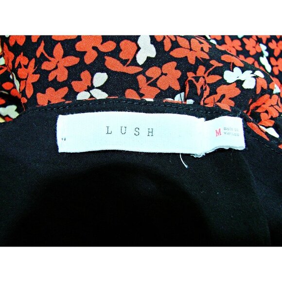 Lush Womens Black Red Floral Lined Square Neck One Piece Romper Size Medium Flaw - Picture 9 of 12